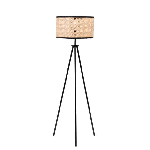 Y-Lights Floor Lamp - Black & Beige - Steel & Rattan - 49**144 cm - YL732