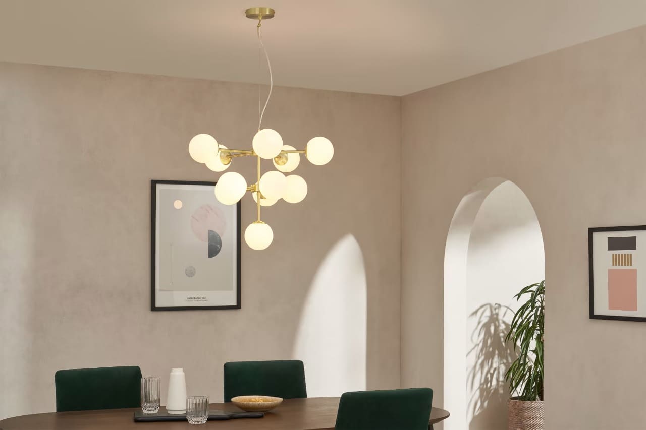 Y-Lights Ceiling Lamp - Gold & White - Steel & Glass - 61**52 cm - YL784