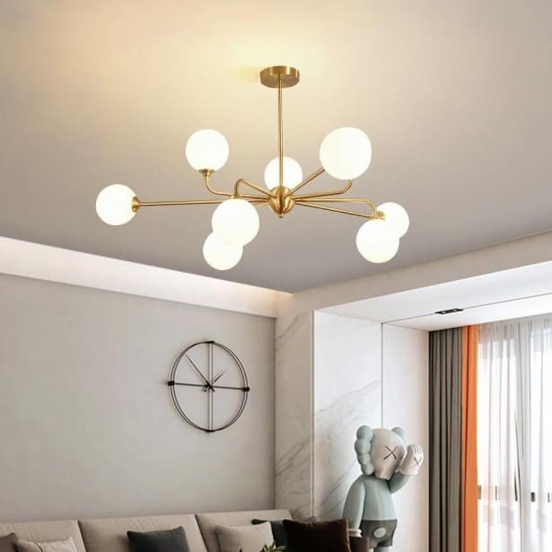 Y-Lights Ceiling Lamp - Gold & White - Steel & Glass - 90**65 cm - YL788