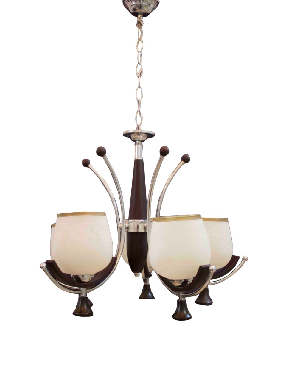 نجفة الطحان للاضاءة خشب*معدن فضي - 5 لمبة - 150×50×40 سم - TH-J5801/5