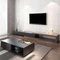 Black & Brown Set Consists Of TV Unit is made of high-quality MDF wood includes 2 Flip Shutters 240*40*40 cm And Coffee Table - Pecky - Set1