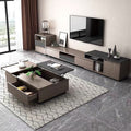 Black & Brown MDF Set Consists Of TV Unit With 3 Drawers and shutter and Unit with 2 Drawers 320*40*50 cm And Coffee Table - Pecky - Set17