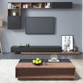 Black & Brown Set Consists Of TV Unit is made of high-quality MDF wood With 3 Drawers & Upper Part with 2 Shutters 200*40*40 cm And Coffee Table - Pecky - Set3