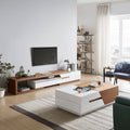 White & Brown Set Consists Of TV Unit is made of high-quality MDF With 3 Drawers and shutter and Upper Part - 220*40*40 cm And Coffee Table - Pecky - Set33
