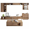 مجموعة تحتوى على وحدة تلفزيون مصنوعة من خشب mdf عالي الجوده مكونه من 3 درج و وحدة بها 3 درج و جزء علوي يشمل ضلفتين - بني - 300*40*40 سم وترابيزة قهوة - بيكي - Set35
