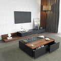 مجموعة تحتوى على وحدة تلفزيون مصنوعة من خشب mdf عالي الجوده مكونه من 3 درج - أسود وبني - 240*40*40 سم وترابيزة قهوة - بيكي - Set6