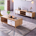 White & Brown Set Consists Of TV Unit is made of high-quality MDF wood With 4 Drawers 180*40*40cm And Coffee Table - Pecky - Set7