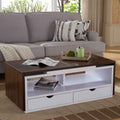 White & Brown Mdf Table Includes 2 Drawers - 40*100*50 Cm - Pecky - Ta48