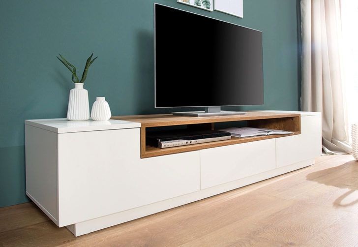 White & Brown MDF TV Unit With 3 Drawers - 180*40*40cm - Pecky - TV17