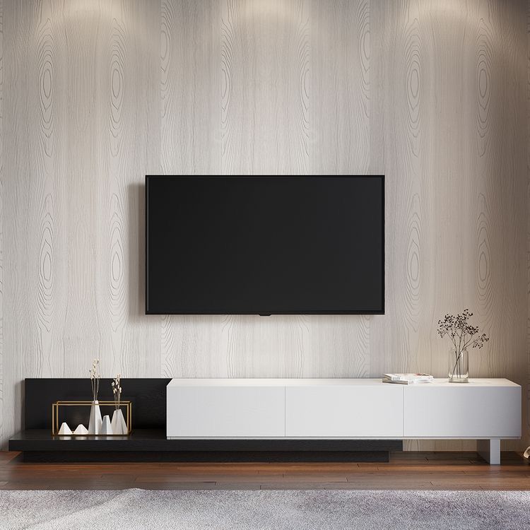 وحدة تلفزيون ام دي اف أسود و أبيض مكونه من 3 ادراج - 240*40*40 سم - بيكي - TV18