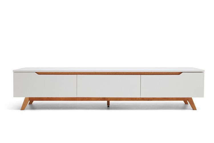 White & Brown MDF TV Unit With 3 Flip Shutters - 180*40*40cm - Pecky - TV22