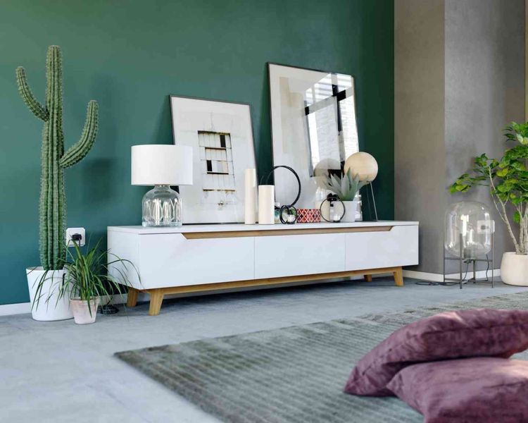White & Brown MDF TV Unit With 3 Flip Shutters - 180*40*40cm - Pecky - TV23