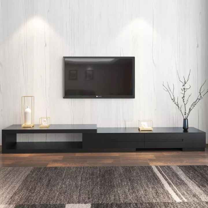 وحدة تلفزيون ام دي اف أسود مكونه من 2 ضلفه قلاب. - 240*40*40 سم - بيكي - TV49